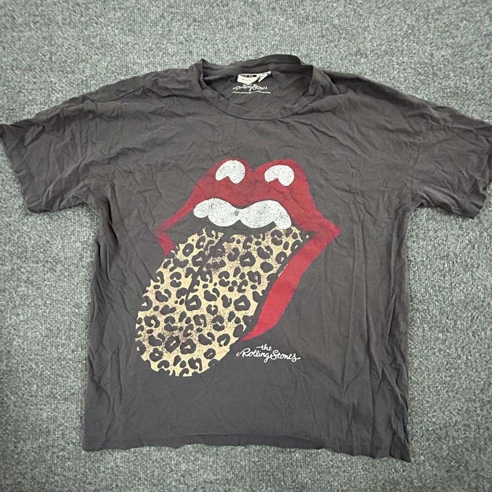 Noisy May T-Shirt Womens Size S Charcoal Rolling Leopard Tongue Graphic Tee